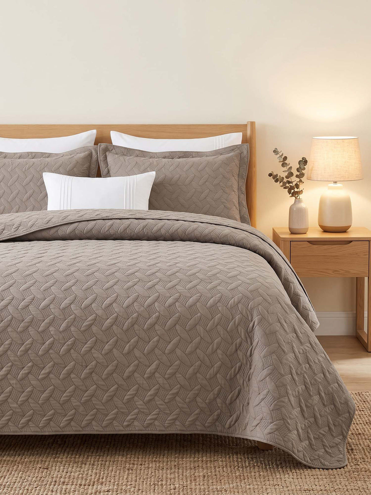 Braided Haven Quilted 3-Piece Bedding Set