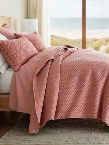 3-Piece Herringbone Quilted Coverlet Set