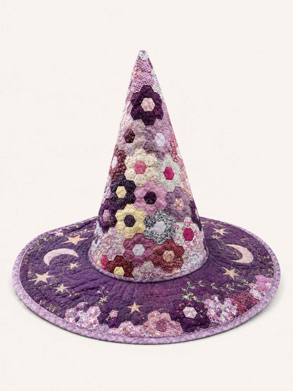 H.PAI Hexagon Patchwork Celestial Handcrafted Quilted Witch Hat
