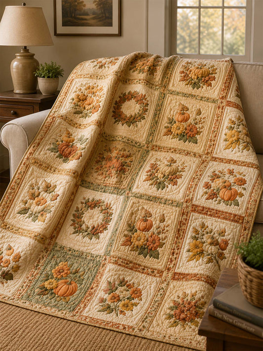 Pumpkin Harvest Quilted Blanket
