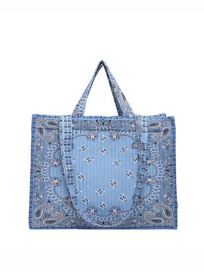 Vintage Bandana Paisley Quilted Tote Bag