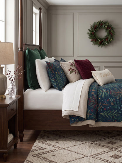 Evergreen Forest Christmas Quilted 3-Piece Bedding Set