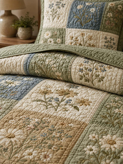 Wildflower Meadow Quilted 3-Piece Bedding Set