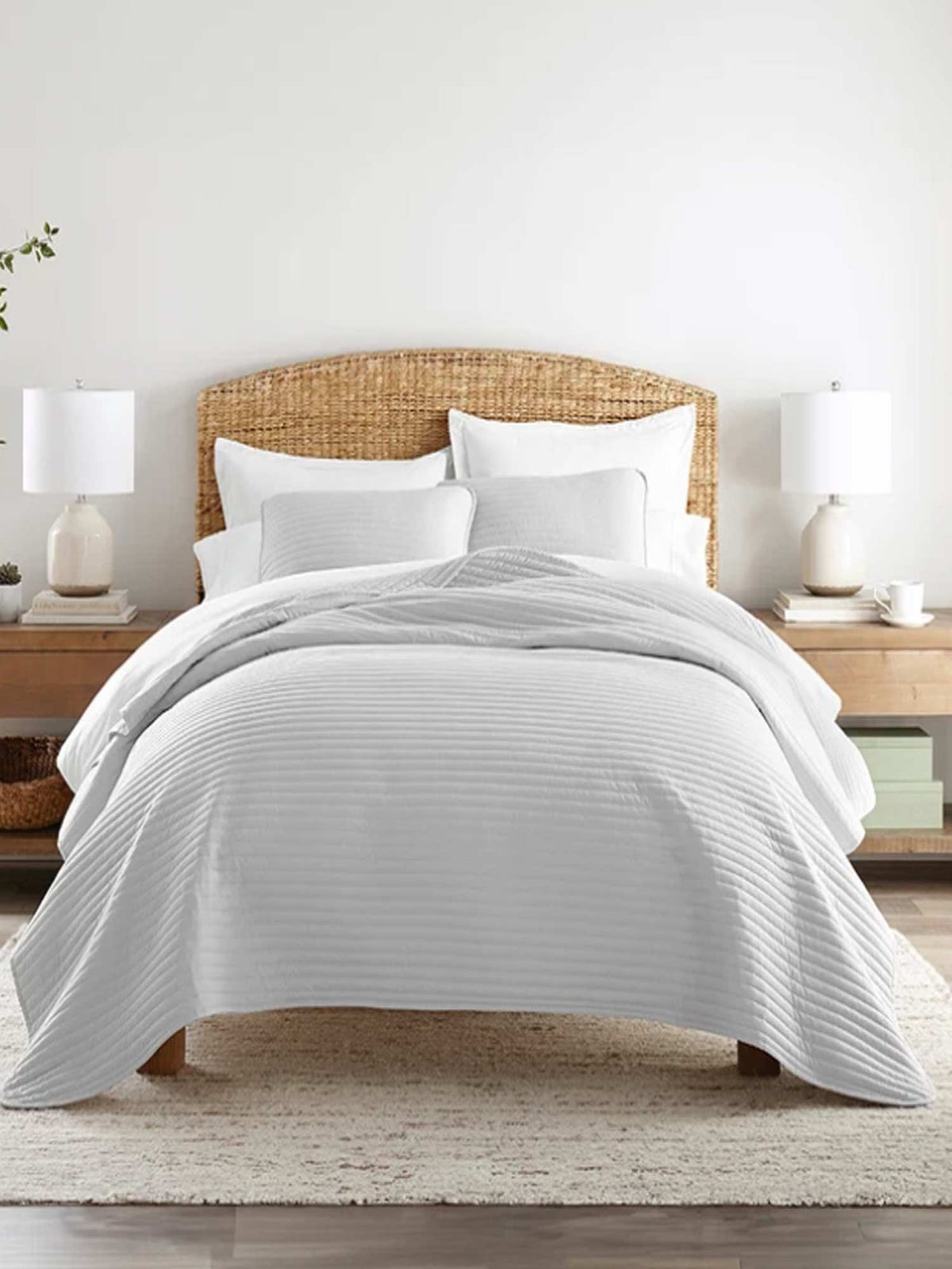 3-Piece Stripe Stitch Quilted Coverlet Set