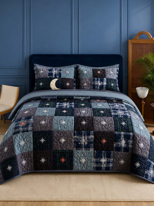 H.PAI Midnight Star Quilted 3-Piece Bedding Set
