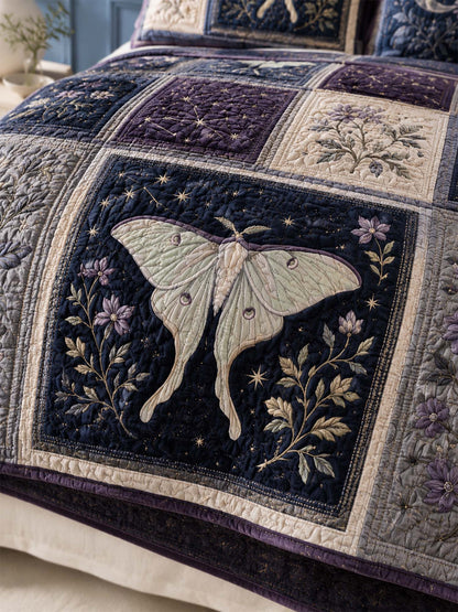 Luna Moth Quilted 3-Piece Bedding Set