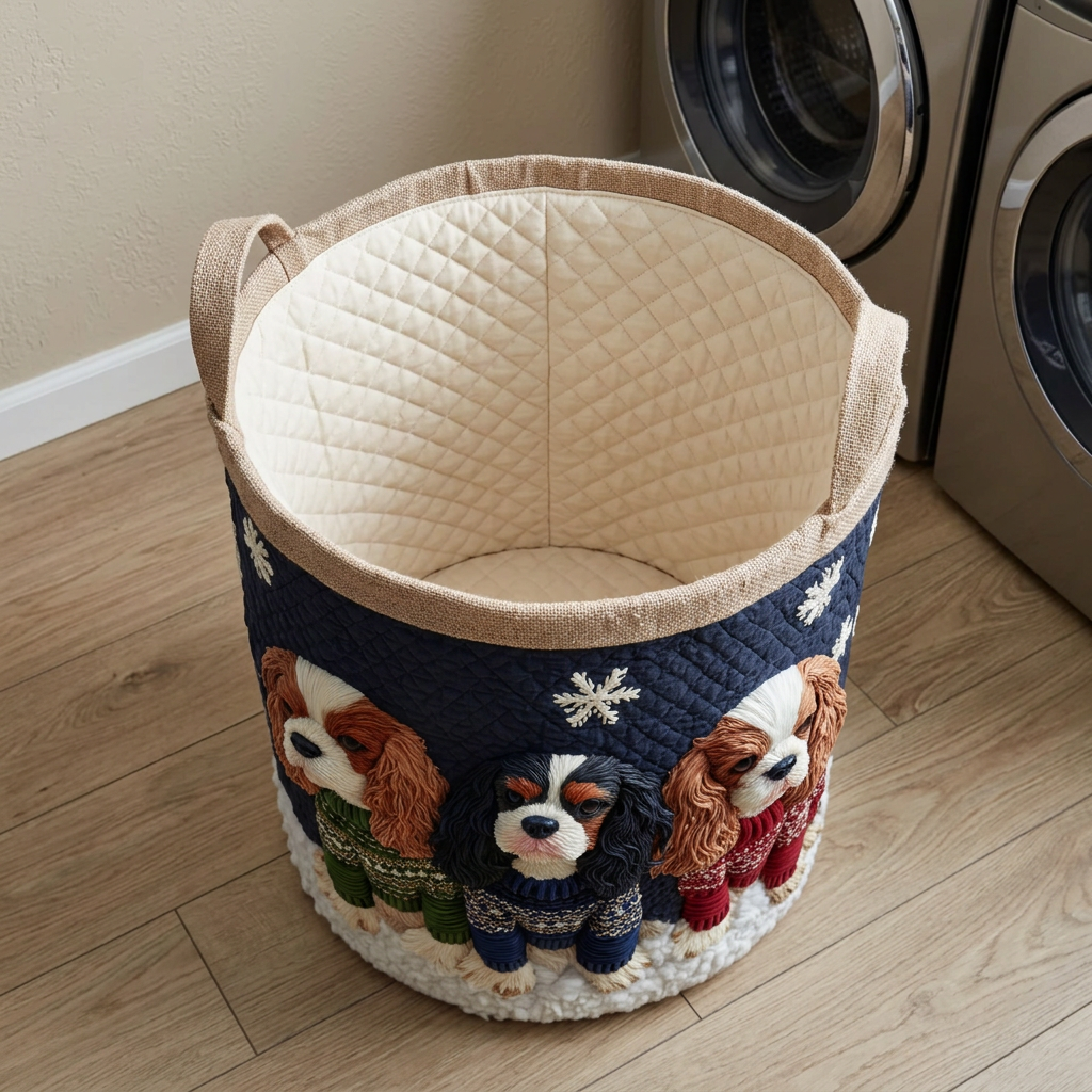 Gewatteerde wasmand King Charles in trui