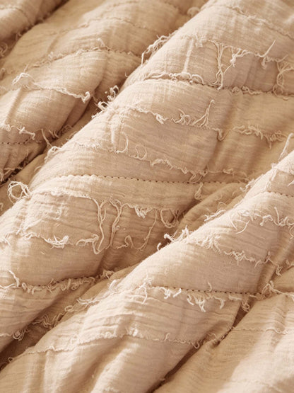 Solid 100% Cotton Bed Cover 3‑Piece Set Quilted