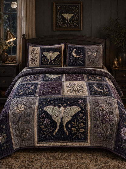 Luna Moth Quilted 3-Piece Bedding Set