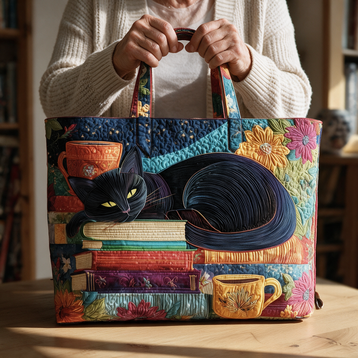 Boekenplankkat Handgemaakte Tas