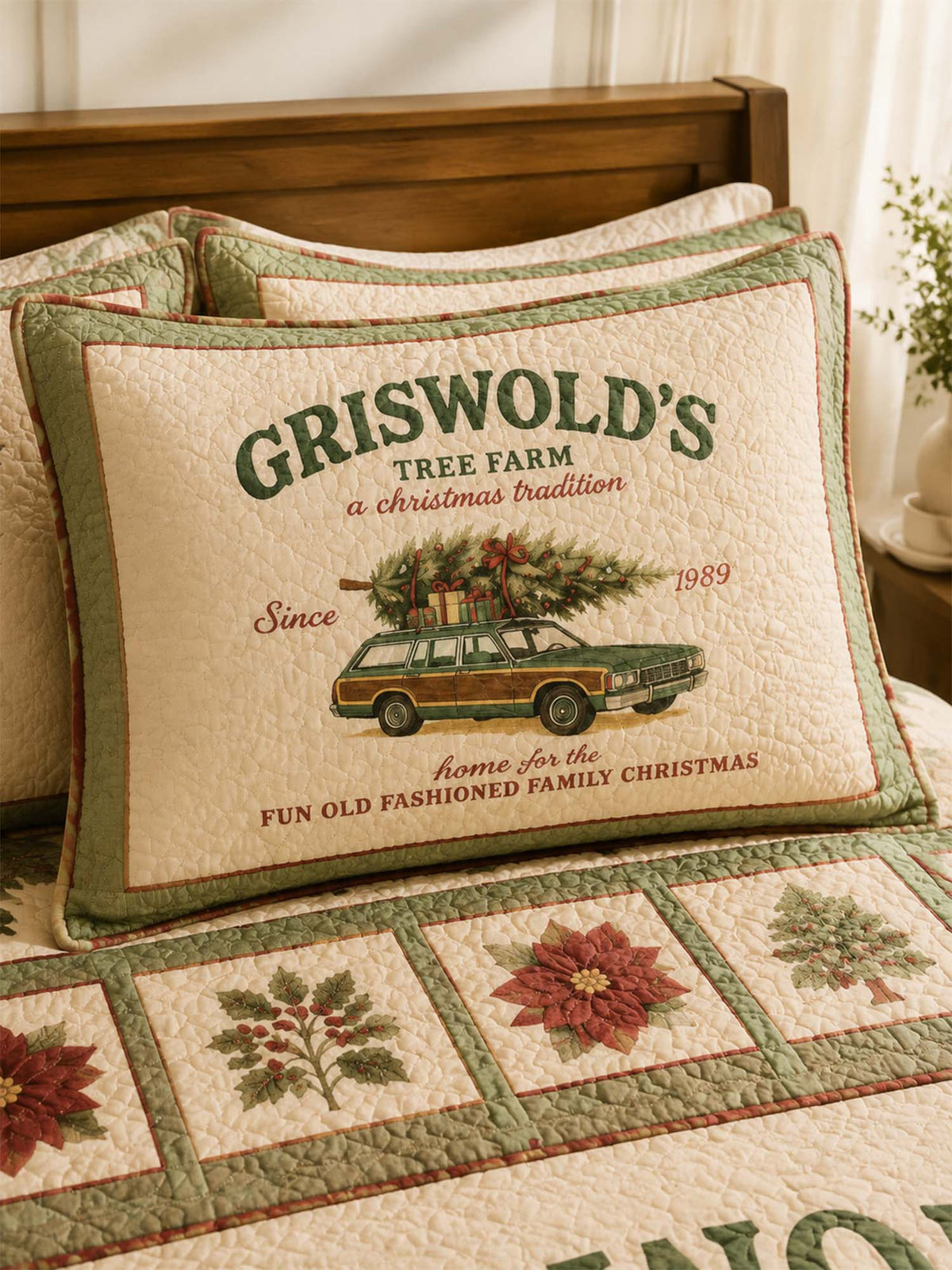 Christmas Tree Farm Vintage Quilted 3-Piece Bedding Set