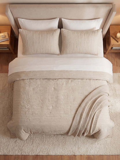 Solid Color Quilted 3‑Piece Bedding Set