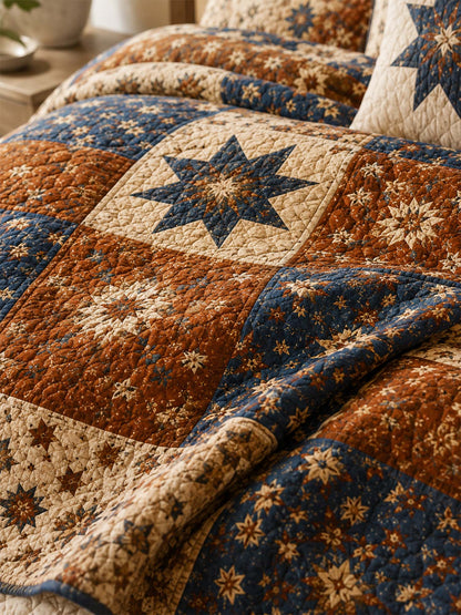 H.PAI Vintage Patchwork Star Quilted 3-Piece Bedding Set