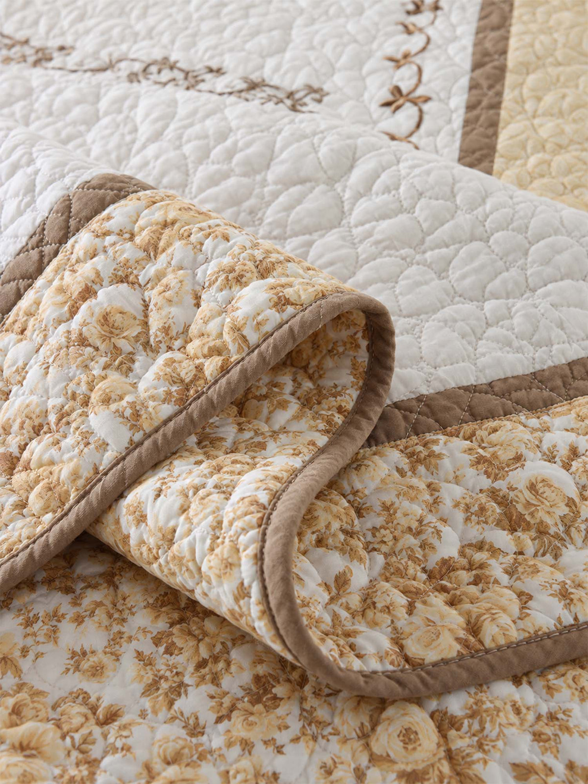Heritage Tree Embroidered Quilted 3-Piece Bedding Set