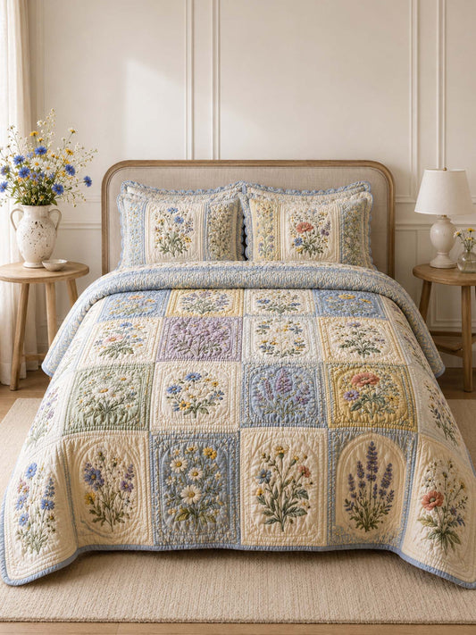 Wildflower Quilted 3-Piece Bedding Set