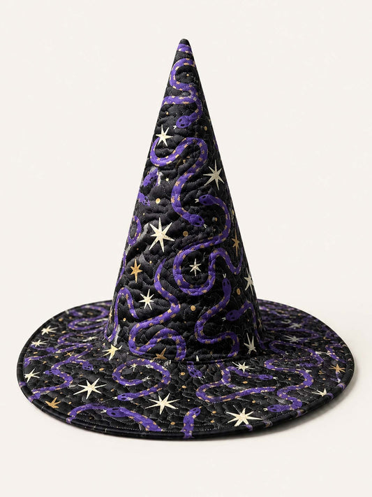 H.PAI Dark Magic Snake Handcrafted Quilted Witch Hat