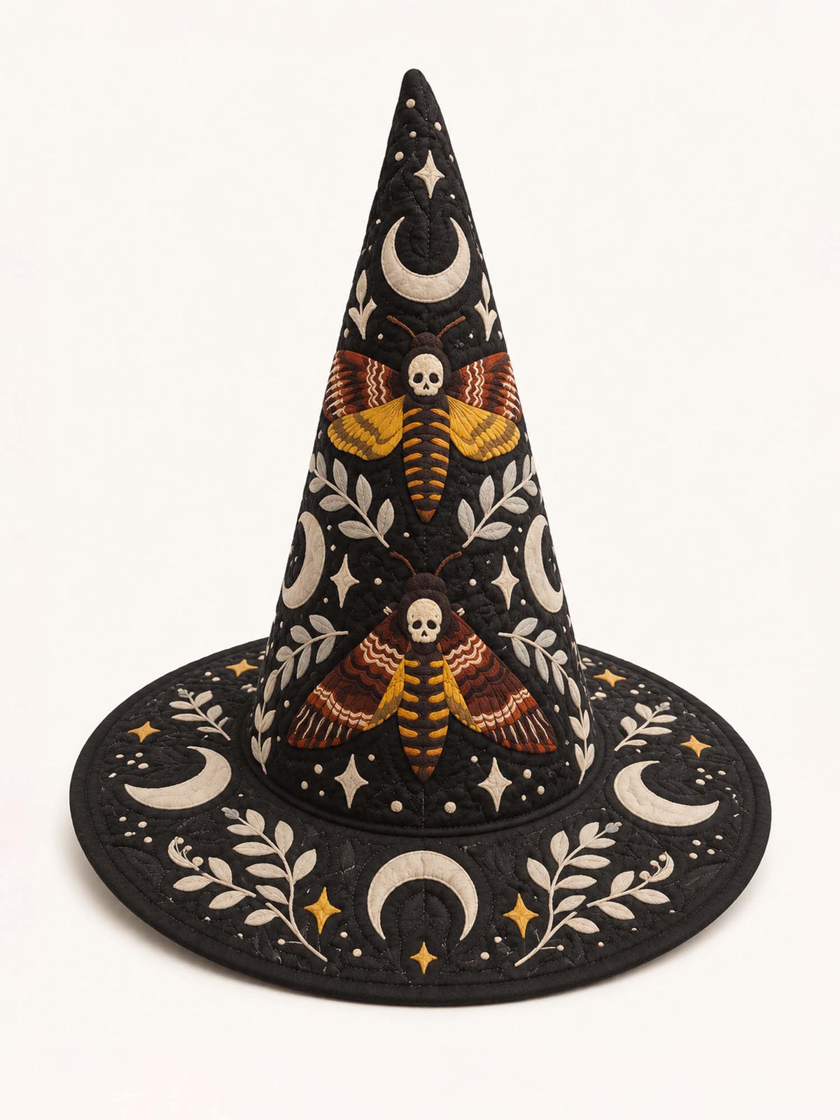 Death Moth Moonlight Gothic Handcrafted Quilted Witch Hat