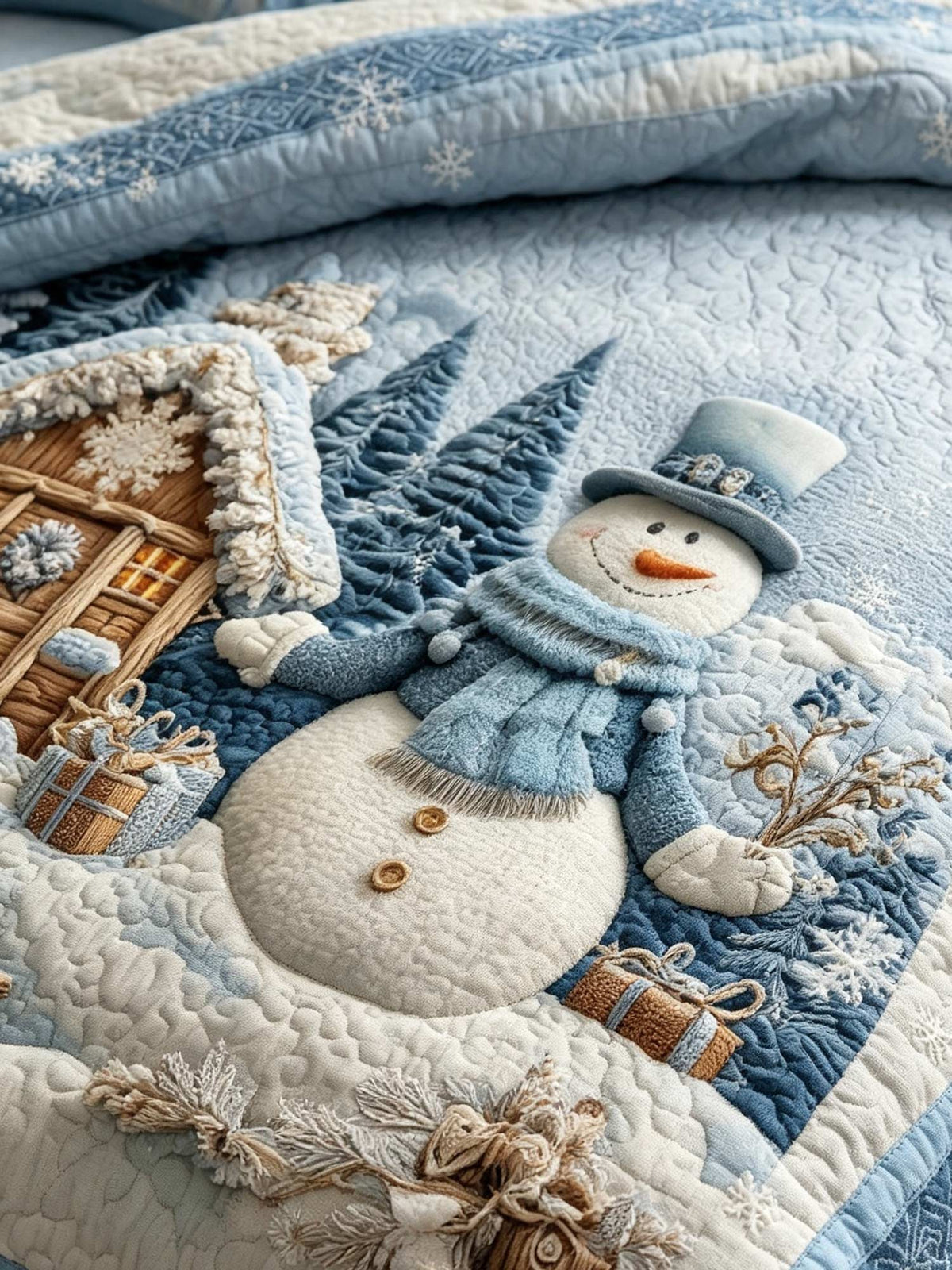 Silent Snow Eve 3‑Piece Quilted Bedding Set