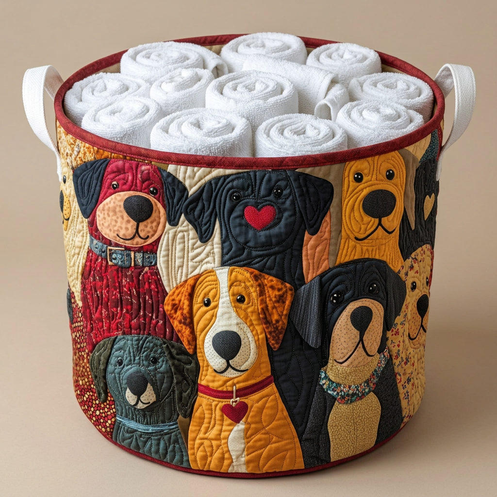 Gewatteerde wasmand Kleurrijke honden