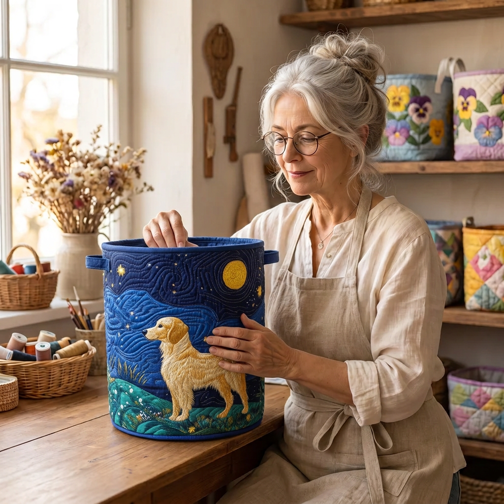 Gewatteerde wasmand Gouden hond
