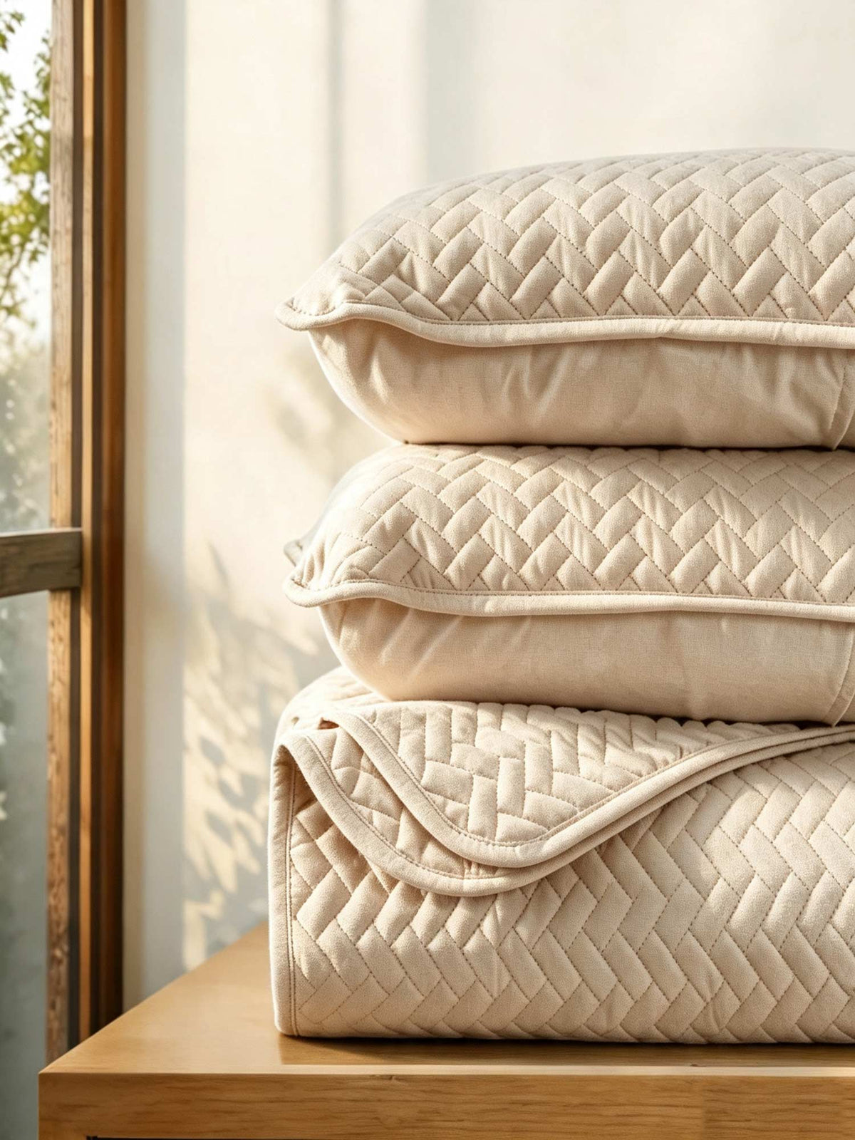3-Piece Herringbone Quilted Coverlet Set