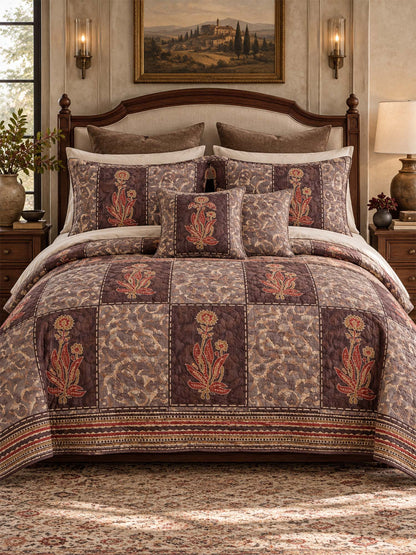 Vintage Folk Floral Paisley Quilted 3-Piece Bedding Set