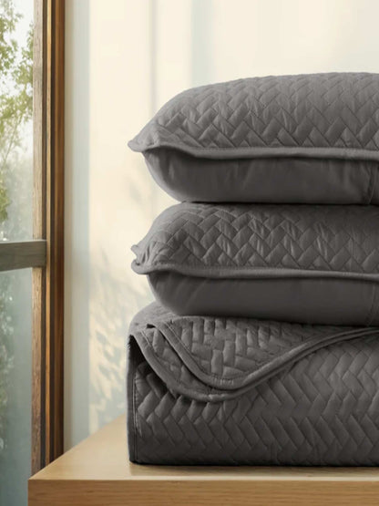 3-Piece Herringbone Quilted Coverlet Set