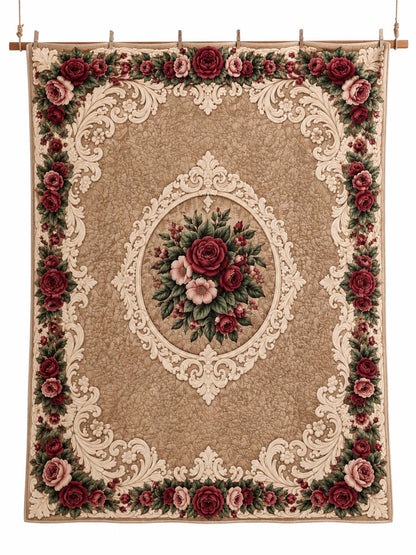 Vintage Rose Floral Quilted 3-Piece Bedding Set
