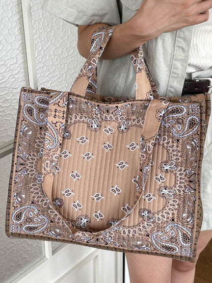 Vintage Bandana Paisley Quilted Tote Bag