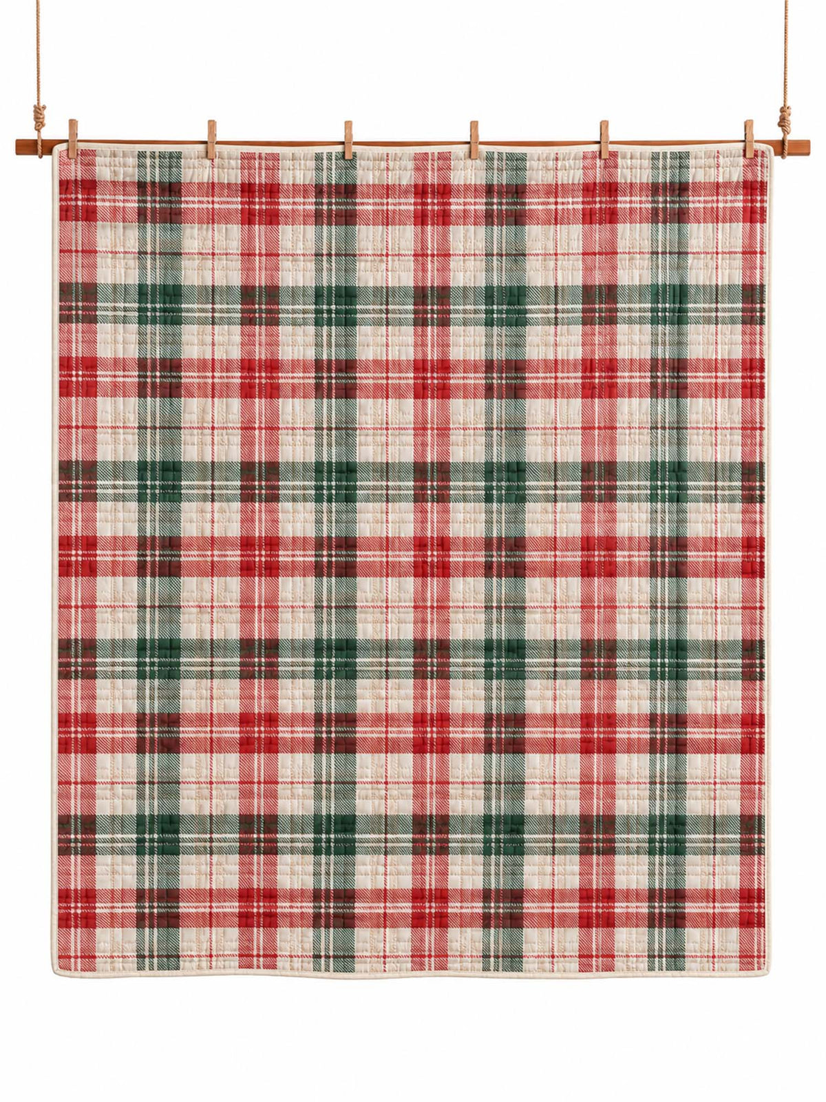 Christmas Plaid Quilted 3-Piece Bedding Set