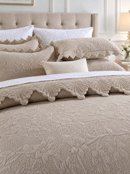Serene Blossom 100% Cotton Floral Quilted Bedding Set