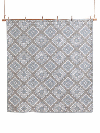 Dusty Blue Mosaic Medallion 100% Cotton Quilted Bedding Set
