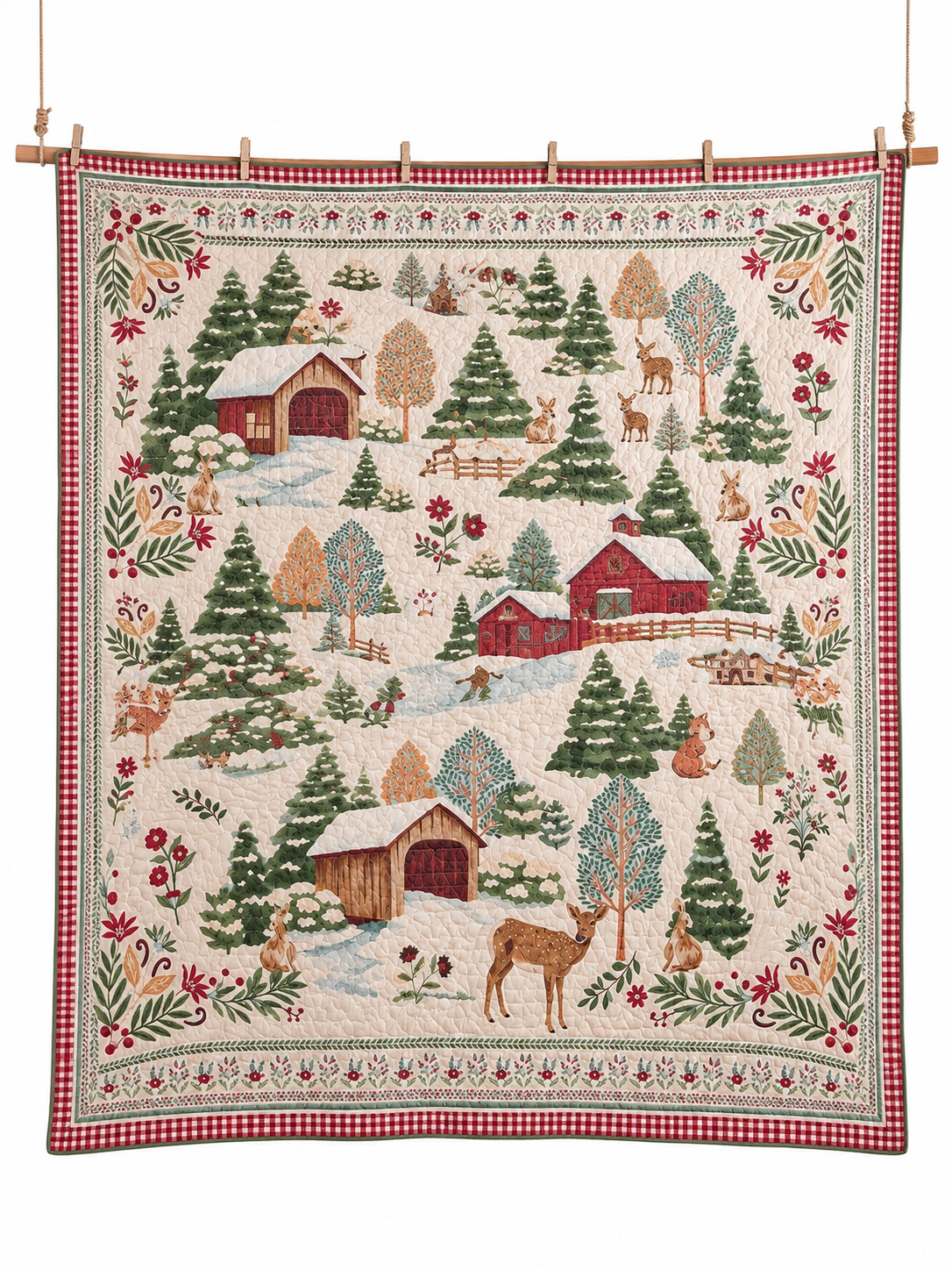 Woodland Cabin Deer Quilted 3-Piece Bedding Set