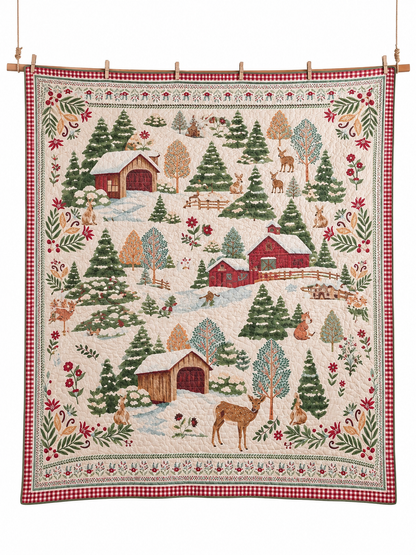 Woodland Cabin Deer Quilted 3-Piece Bedding Set