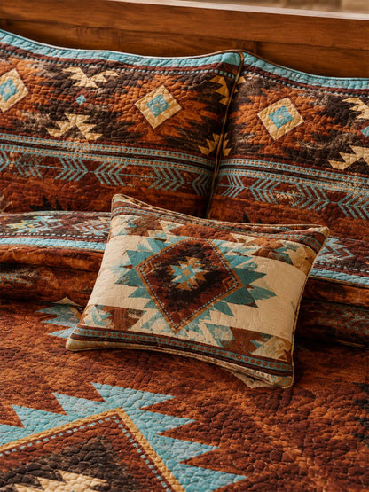 H.PAI Southwestern Aztec Quilted 3-Piece Bedding Set