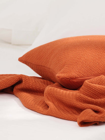 Textured Fringe Knitted Throw Blanket & Pillow Cover Set