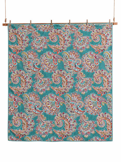 Turquoise Paisley Boho 100% Cotton Quilted Bedding Set