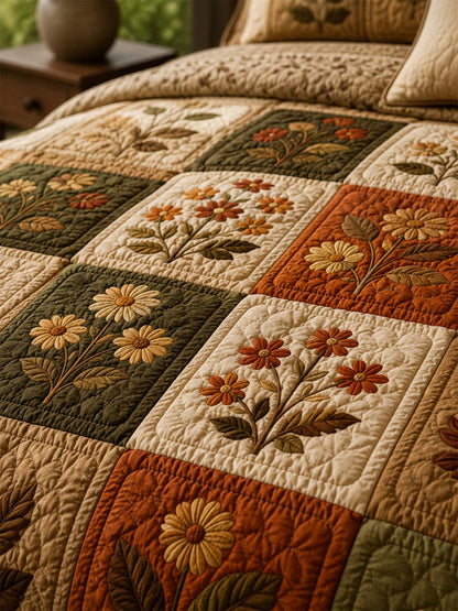 Autumn Botanical Quilted 3-Piece Bedding Set