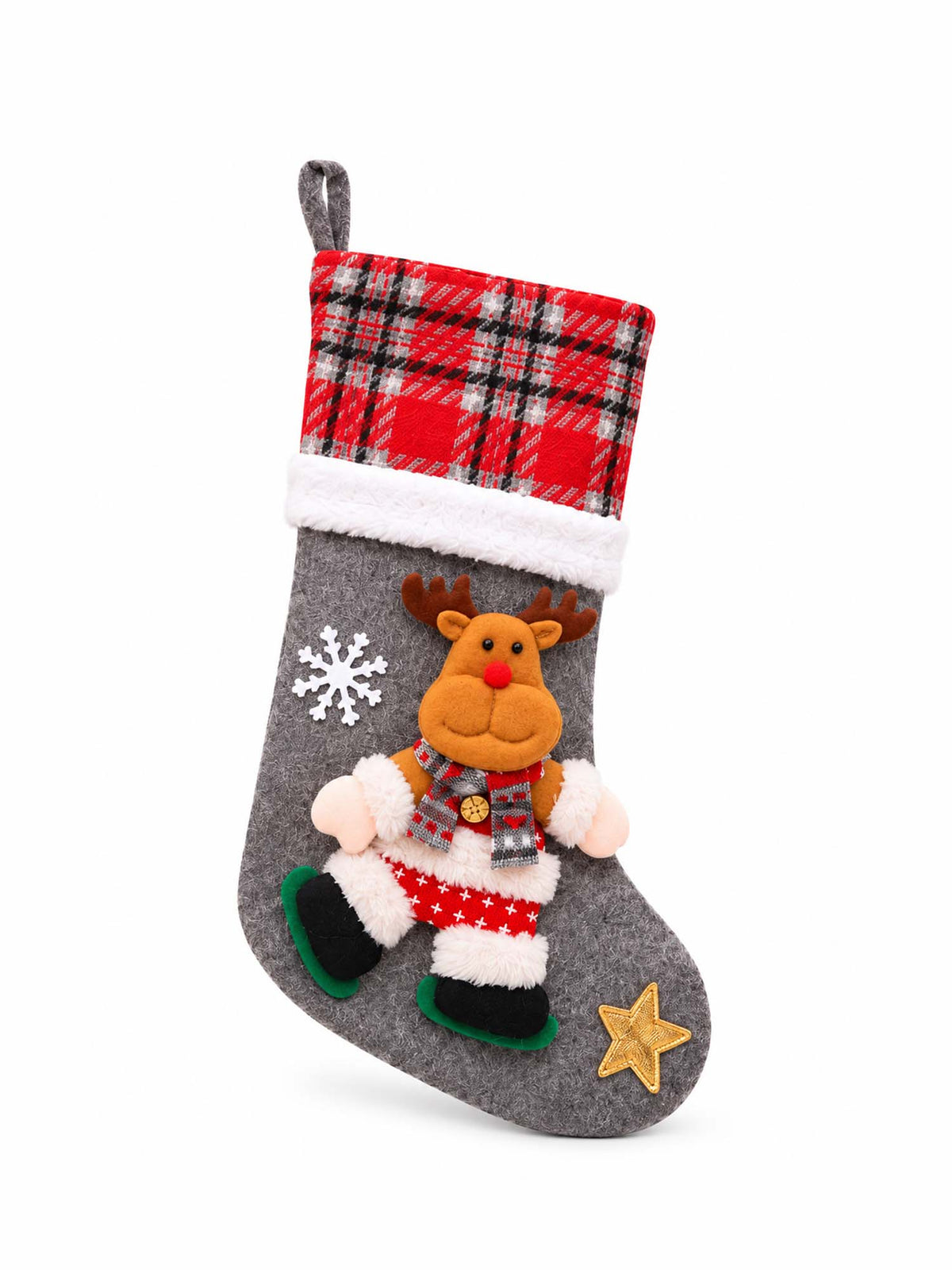 Festive Christmas Character Plaid Stockings
