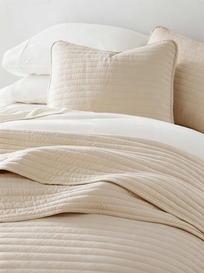 3-Piece Stripe Stitch Quilted Coverlet Set