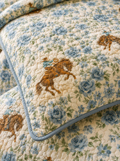H.PAI Western Floral Horse Quilted 3-Piece Bedding Set