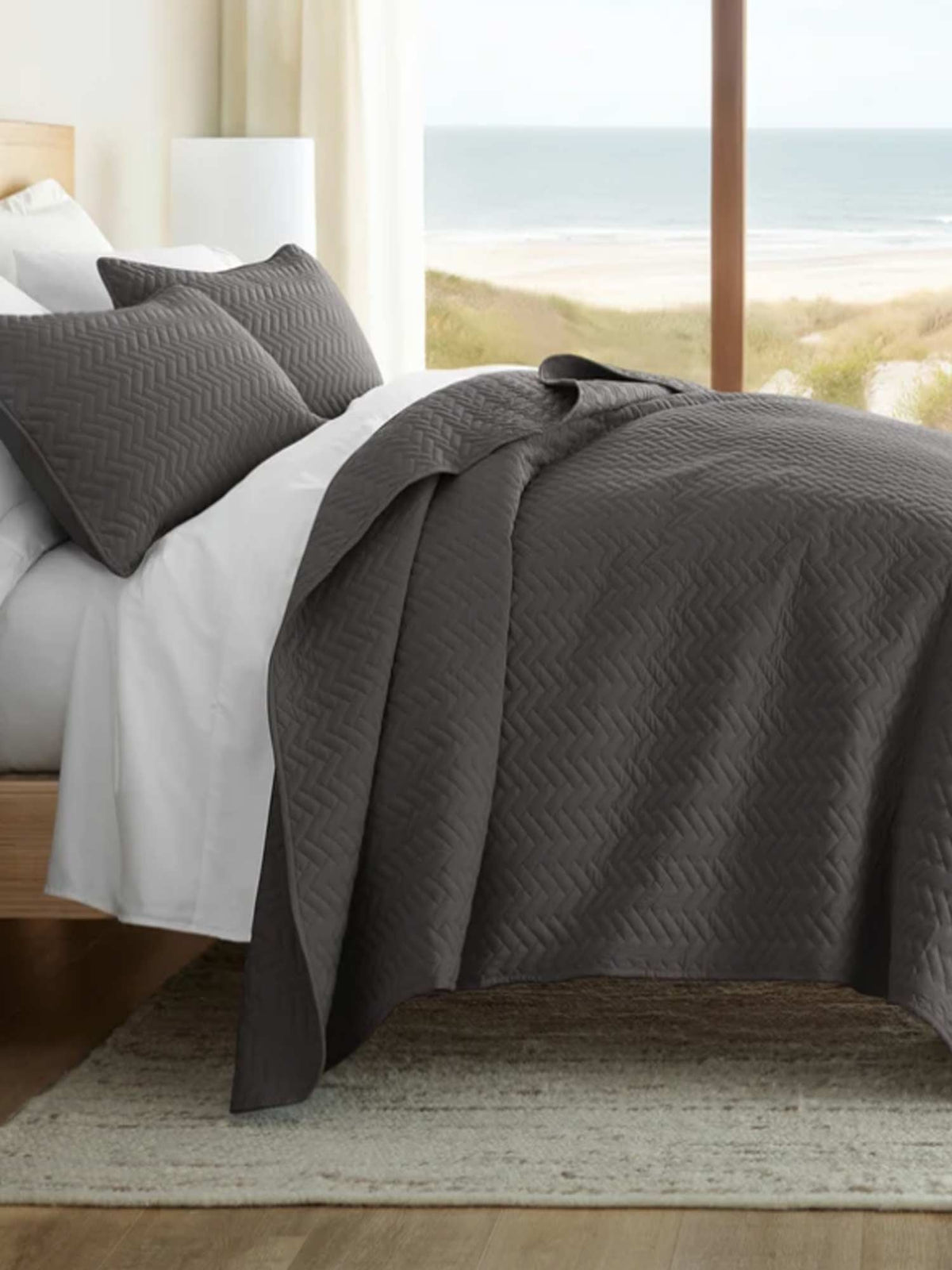 3-Piece Herringbone Quilted Coverlet Set