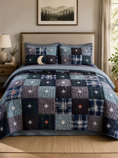 H.PAI Midnight Star Quilted 3-Piece Bedding Set
