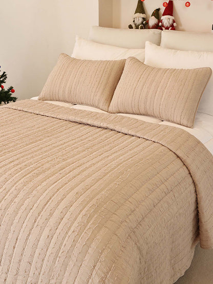 Solid 100% Cotton Bed Cover 3‑Piece Set Quilted
