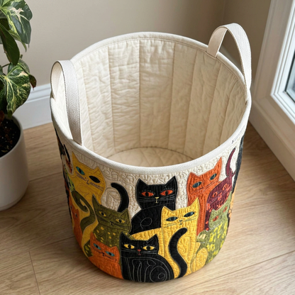 Gewatteerde wasmand Knus kattenfeest