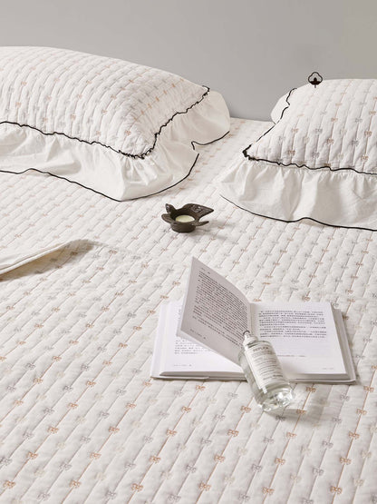 Petite Bow Ruffle Quilted 3-Piece Bedding Set