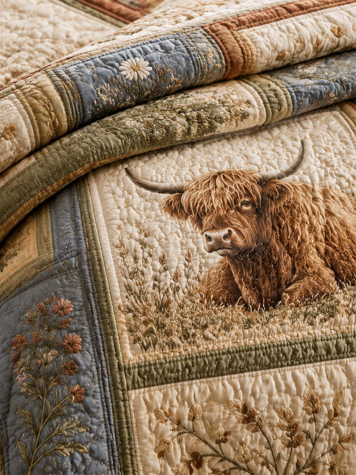 Highland Cow Quilted 3-Piece Bedding Set