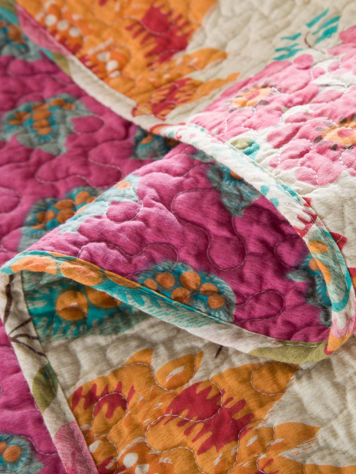 Boho Colorful Paisley Floral Patchwork Quilted 3‑Piece Bedding Set