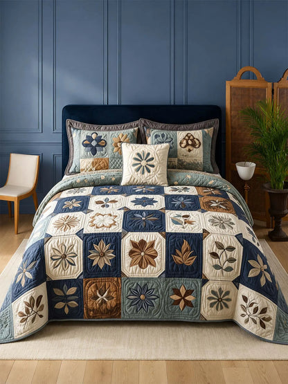Vintage Cottage Floral Quilted 3-Piece Bedding Set