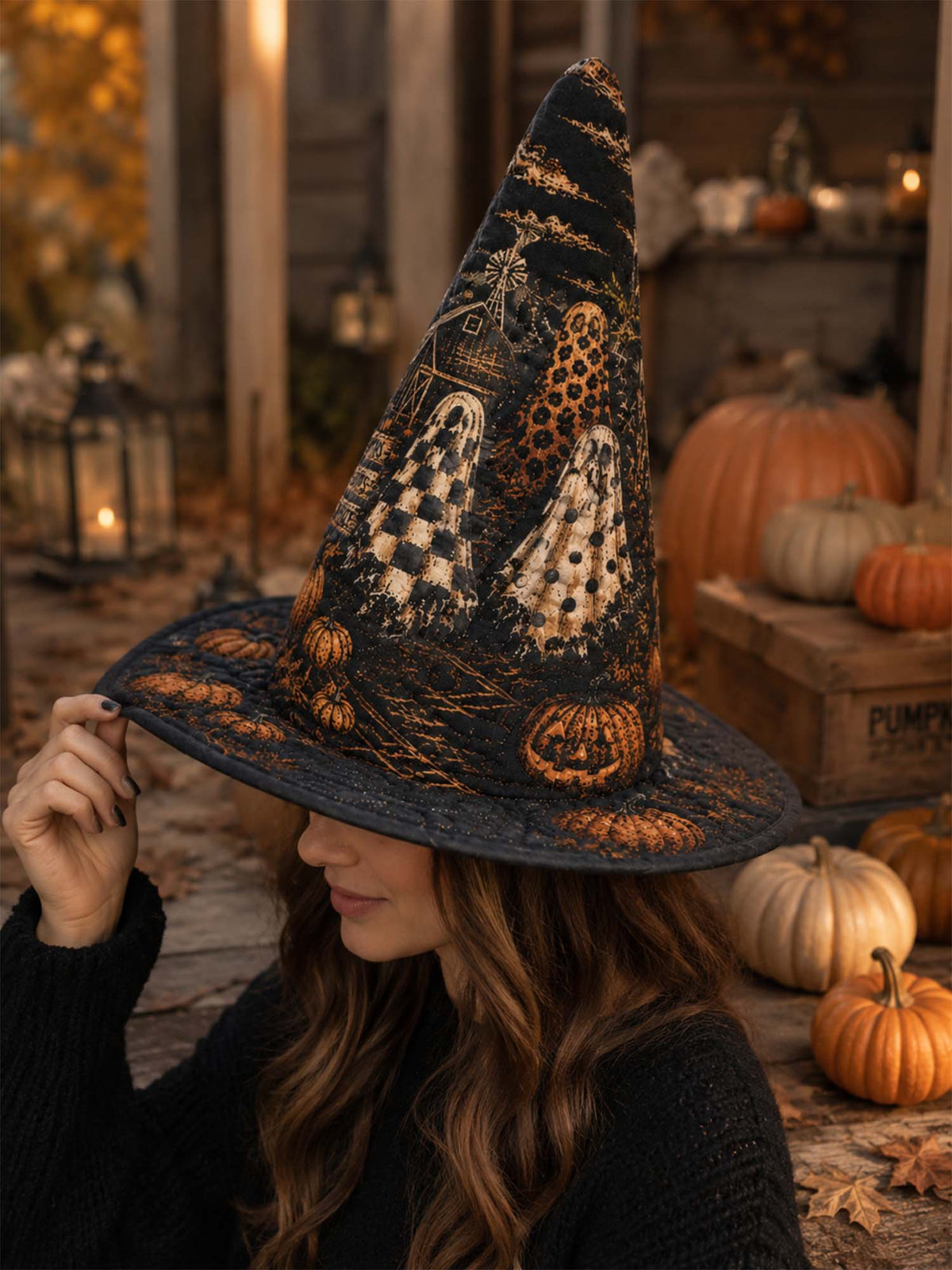 Handgemaakte gewatteerde heksenhoed – Angstaanjagende pompoenen voor Halloween